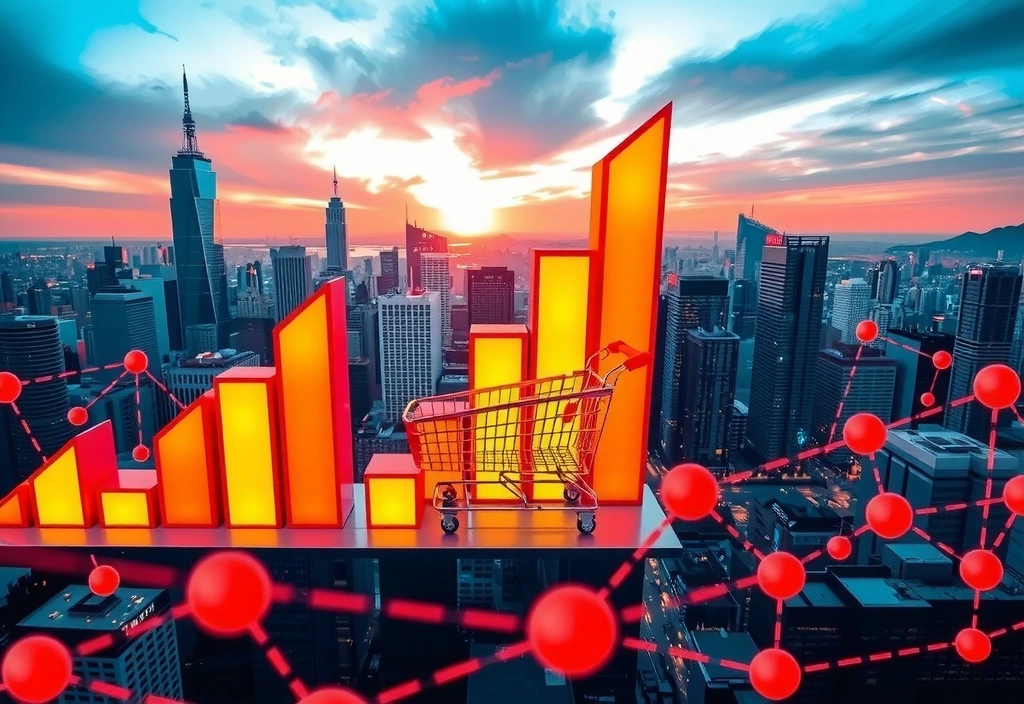 Abstract representation of e-commerce growth charts in Asia