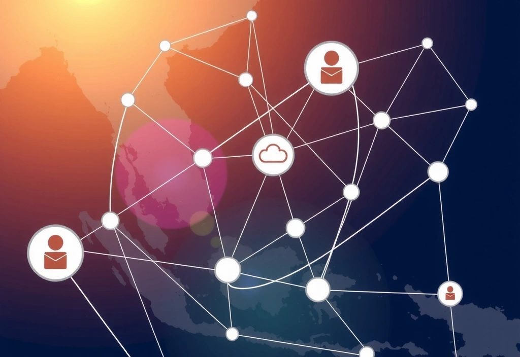 Interconnected supply chain network over a map of Southeast Asia